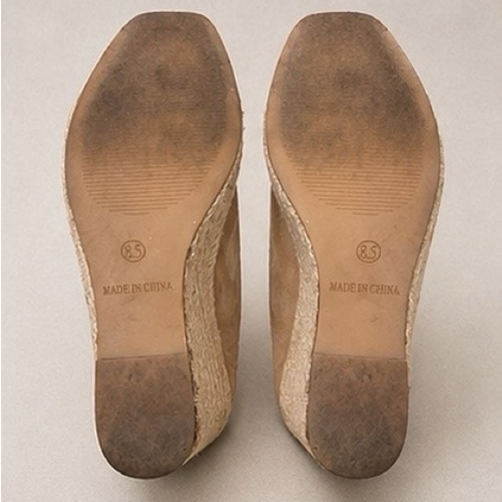 Steve Madden Womens 8.5 Nude Suede Espadrille Wedge Mule Sandals Open Toe - Picture 5 of 5
